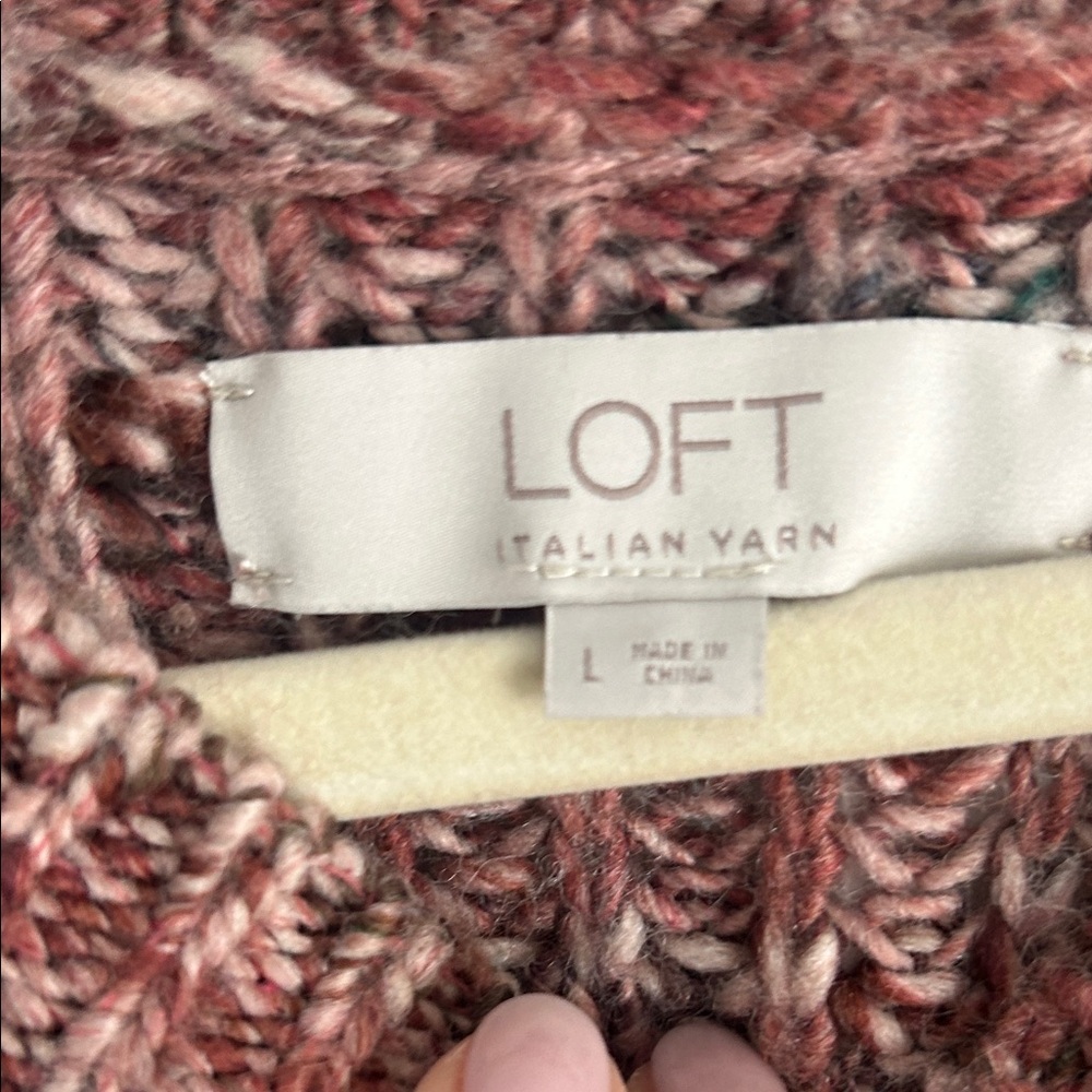 LOFT Marled Pink Crew Neck Sweater - Picture 2 of 2